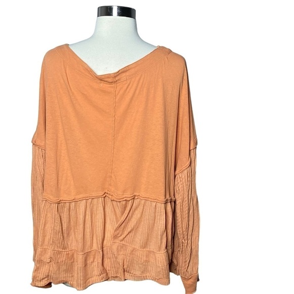 Free People We The Free Rust Tiered Ruffle Pullover Sweater Top, Size S - Picture 2 of 6
